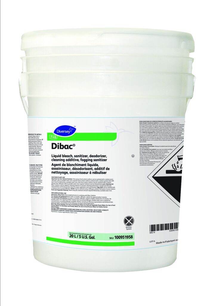 Dibac®, 20L - Liquid bleach, sanitizer, deodorizer, cleaning additive, fogging sanitizer
